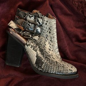 Jeffrey Campbell Ibiza Best animal print low boot black silver gray scales